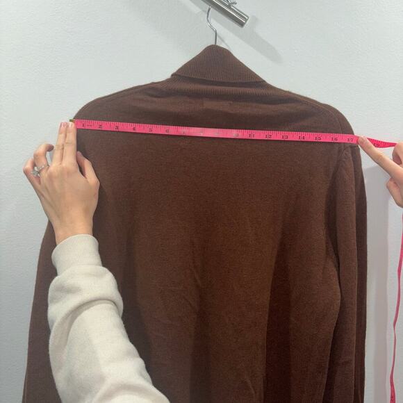 Massimo Dutti Wool Cashmere Blend Brown Turtleneck Sweater Size Large - Picture 11 of 13